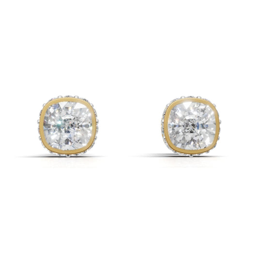 Avarta Latest Design Elegant 1.50 Ct Cushion Halo Solitaire Studs with Certified Lab Diamonds