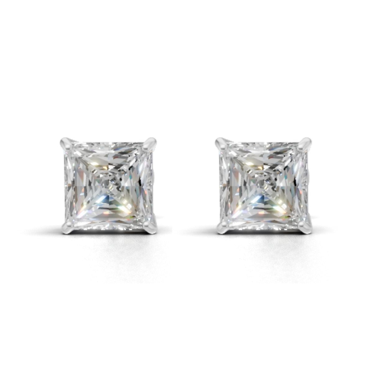 New Arrival Avarta Jewellery 925 Silver 2 Carat Princess Cut Unisex Solitaire Stud Earrings – Affordable High-End Jewelry