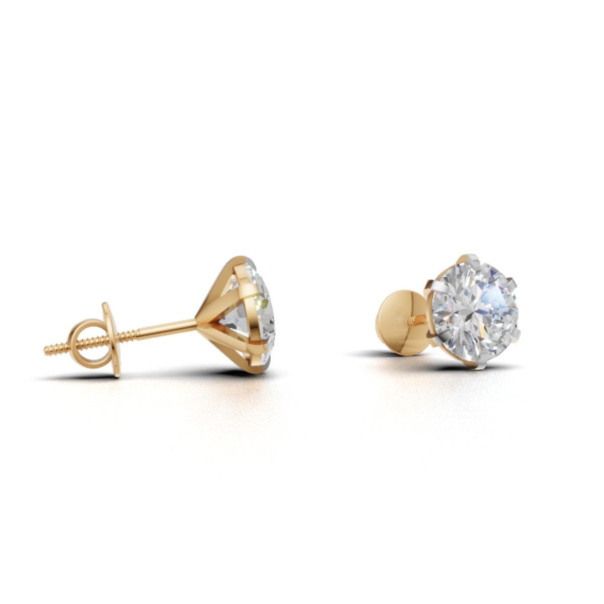 Avarta Jewellery Gold 2 Carat Each Moissanite Solitaire Stud Earrings