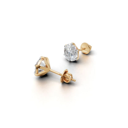 Avarta Jewellery Gold 2 Carat Each Moissanite Solitaire Stud Earrings