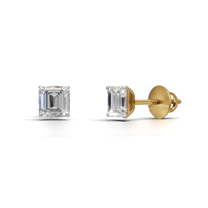 0.75 CT Each Asscher Cut Lab Grown Diamond Stud Earrings | IGI Certified | Unisex
