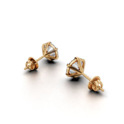 Avarta Jewellery Gold 2 Carat Each Moissanite Solitaire Stud Earrings