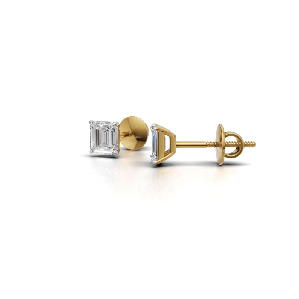 0.75 CT Each Asscher Cut Lab Grown Diamond Stud Earrings | IGI Certified | Unisex