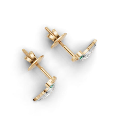 Avarta Gold Peacock Ruby Emerald Diamond Studs Earrings for Girls & Women