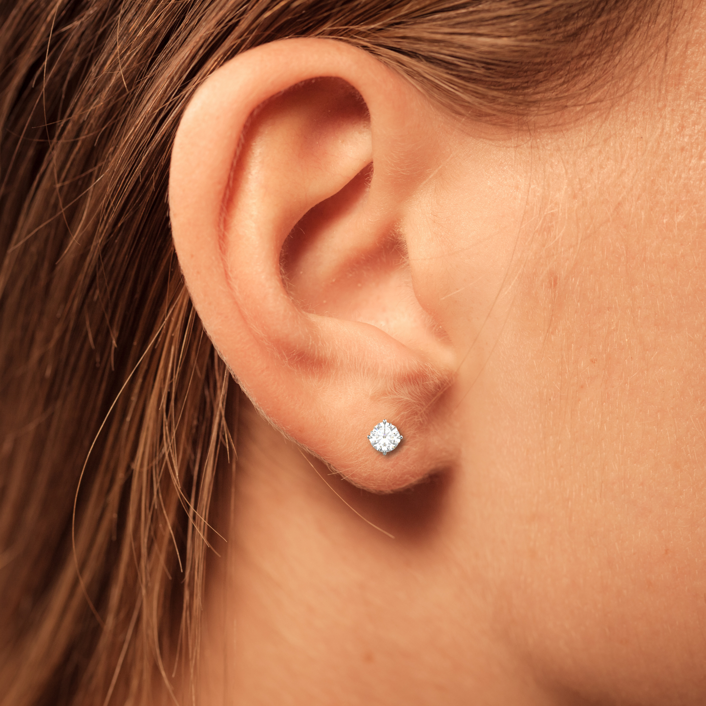 Avarta 18k Gold 50 Cents Each Moissanite Solitaire Unisex Stud Earrings