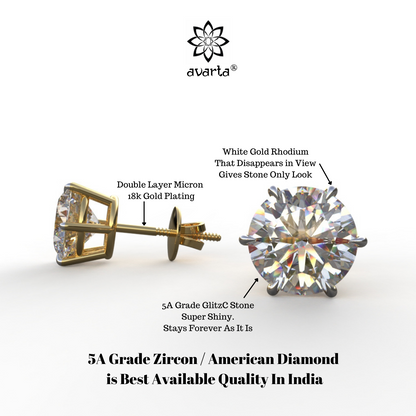 Avarta Jewellery 92.5 Sterling Silver 2 Carat Each Solitaire Stud Earrings