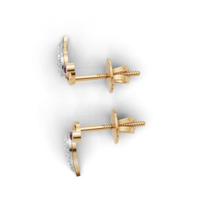 Avarta Gold Peacock Ruby Emerald Diamond Studs Earrings for Girls & Women