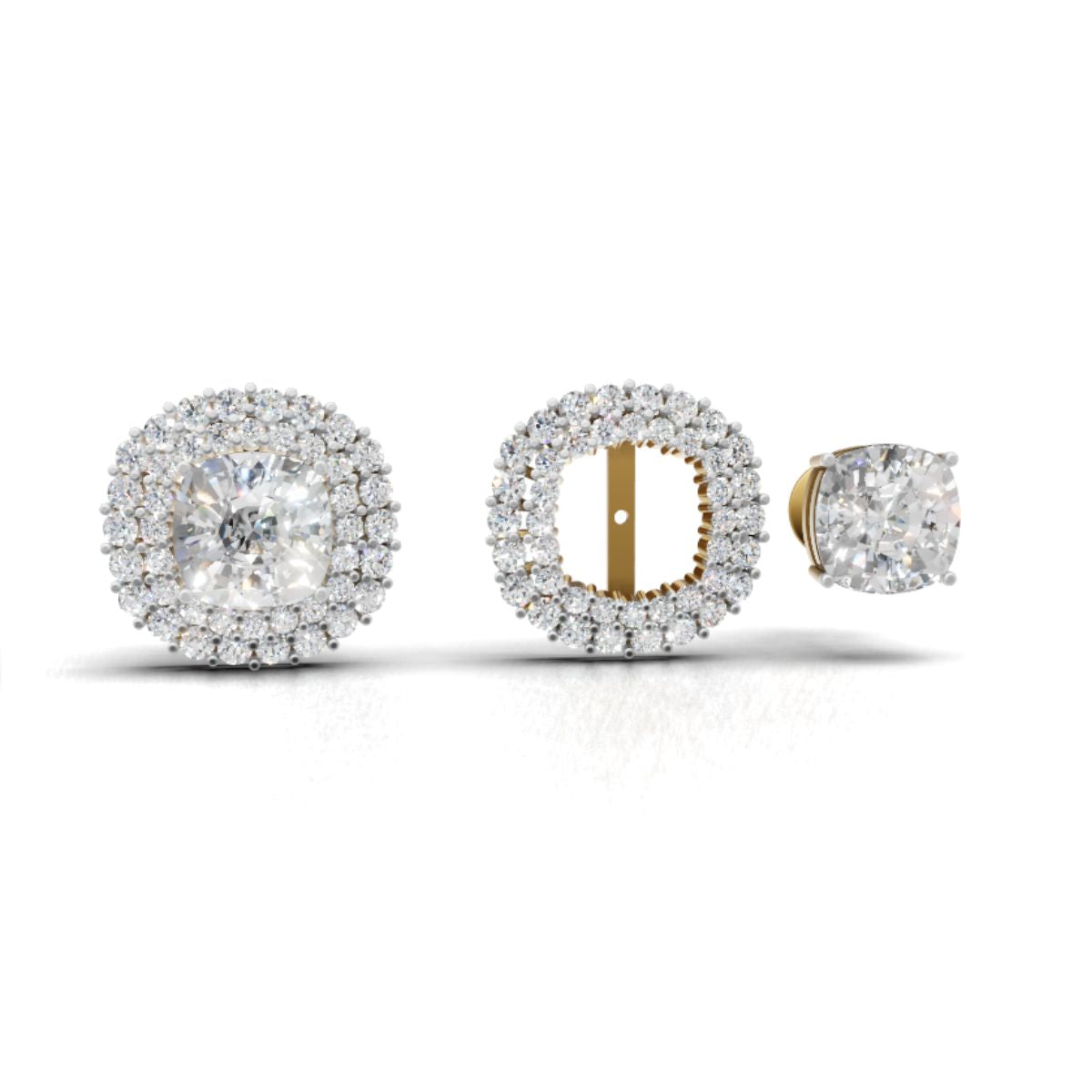 Avarta Elegance 3 Carat Each Double Halo Jacket Solitaire Studs With Moissanites Main image