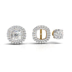 Avarta Elegance 3 Carat Each Double Halo Jacket Solitaire Studs With Moissanites