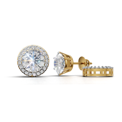2 Carat Each Jacket Solitaire Earrings - Sterling Silver - Screw Back - 6A Grade Scircons