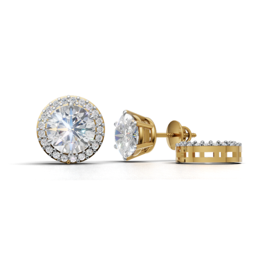 2 Carat Each Jacket Solitaire Earrings - Sterling Silver - Screw Back - 6A Grade Scircons