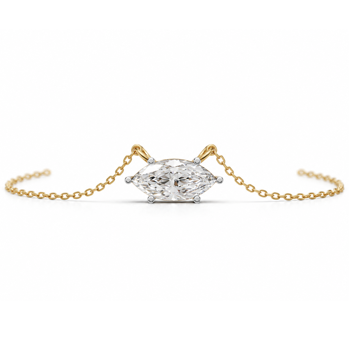Avarta Petite Marquees-Cut Lab-Grown Diamond Pendant Necklace