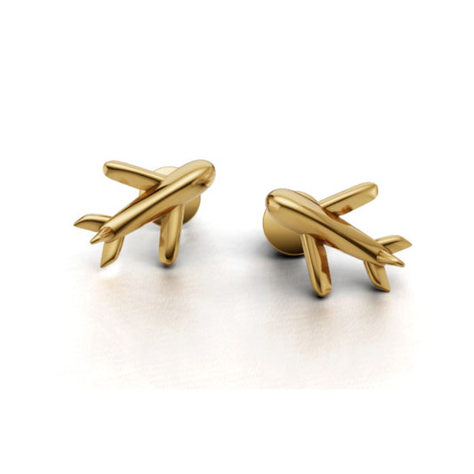 Avarta Sterling Silver Gold Plated Airplane Studs