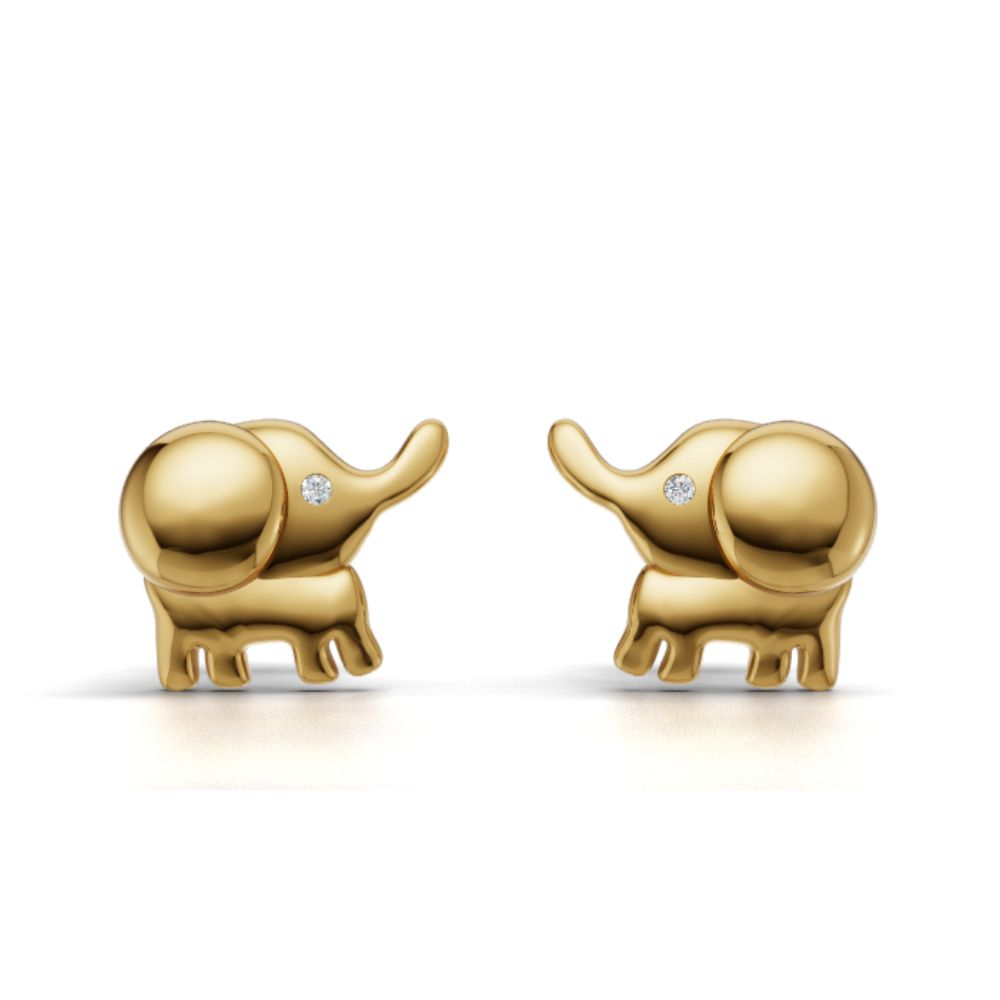 Symbol of Luck Elephant Stud Earrings | Gold Plated 925 Silver Minimal Animal Earrings | Vastu Animal Earrings Gift