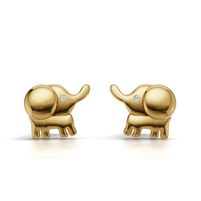 Symbol of Luck Elephant Stud Earrings | Gold Plated 925 Silver Minimal Animal Earrings | Vastu Animal Earrings Gift