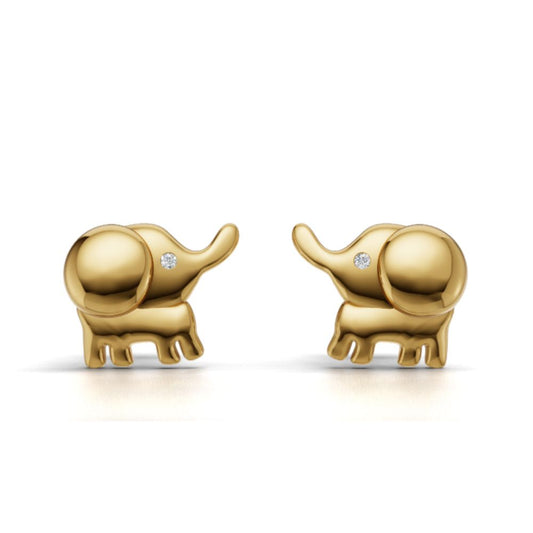 Symbol of Luck Elephant Stud Earrings | Gold Plated 925 Silver Minimal Animal Earrings | Vastu Animal Earrings Gift