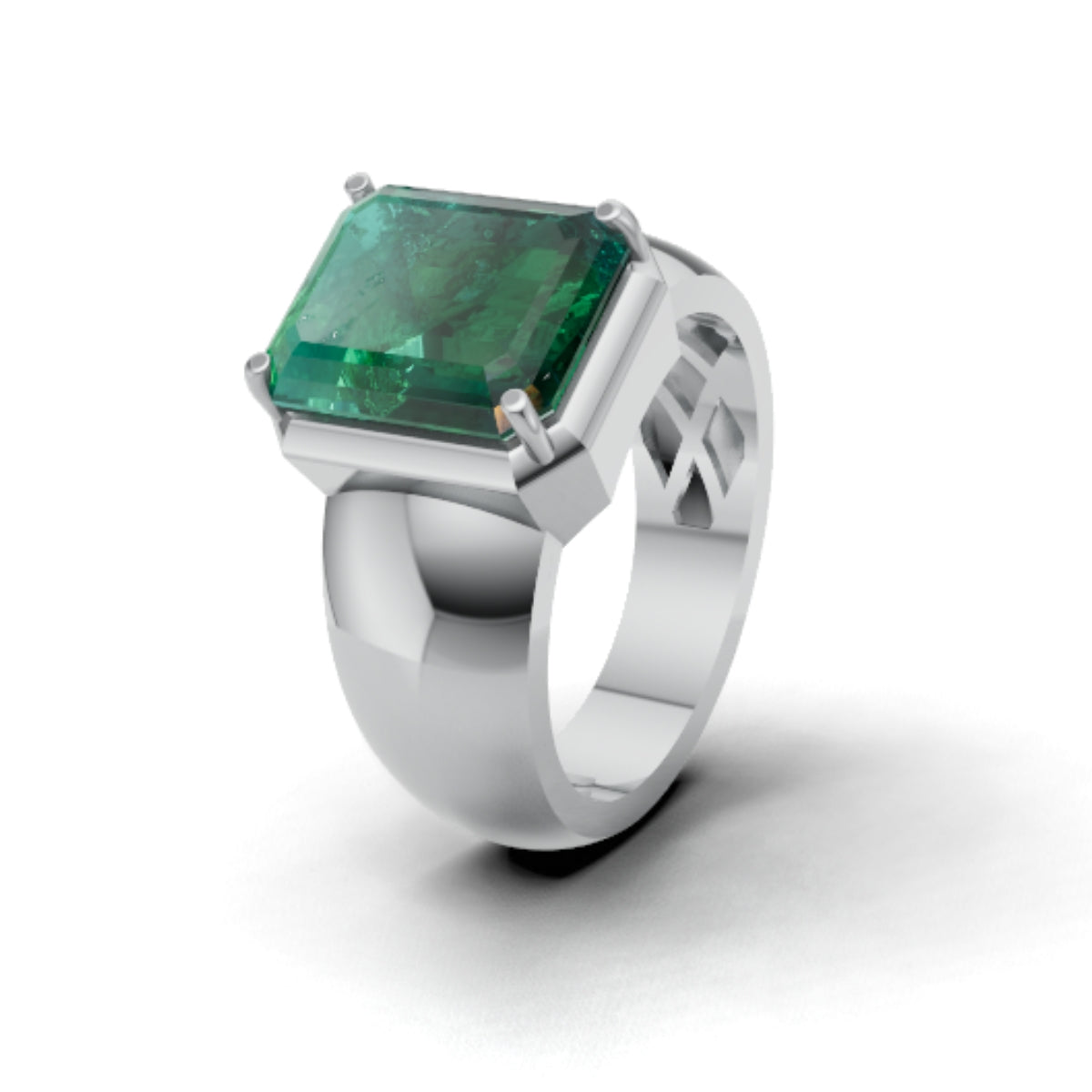 7 Carat Lab Grown Emerald Gold Ring in 14K / 18K Statement Luxury Emerald Cocktail Ring