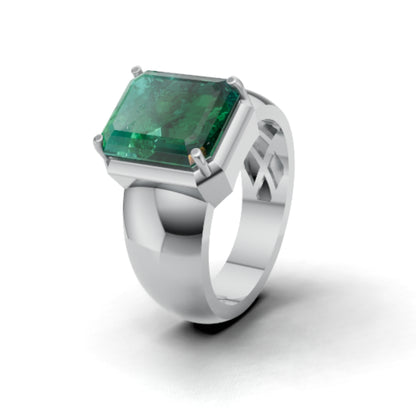 7 Carat Lab Grown Emerald Gold Ring in 14K / 18K Statement Luxury Emerald Cocktail Ring
