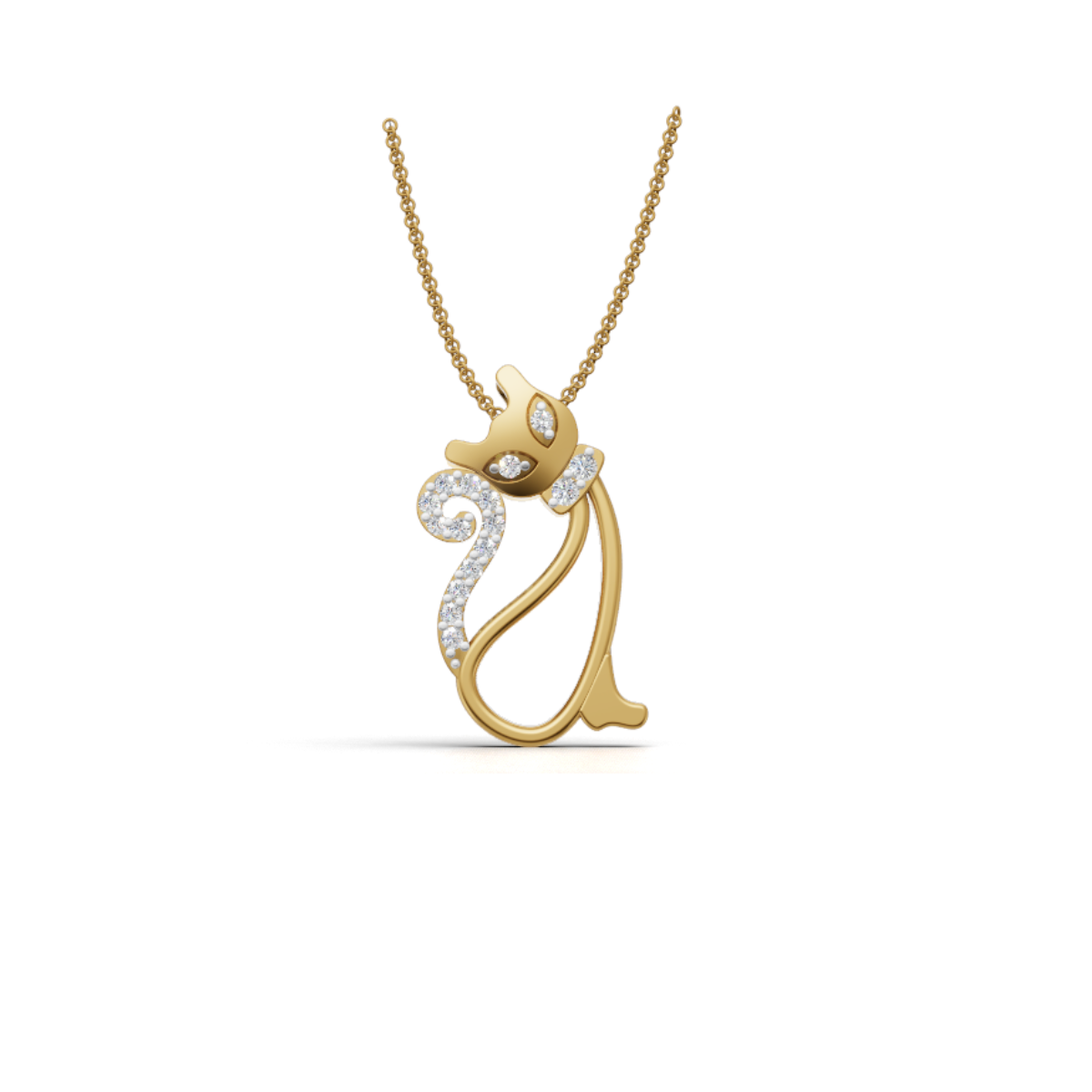 Avarta Cat Pendant in Gold with Diamonds | Cute & Elegant Design Main image