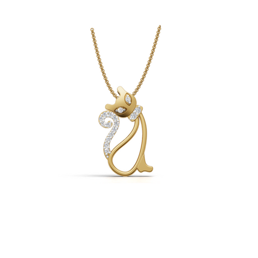 Avarta Cat Pendant in Gold with Diamonds | Cute & Elegant Design