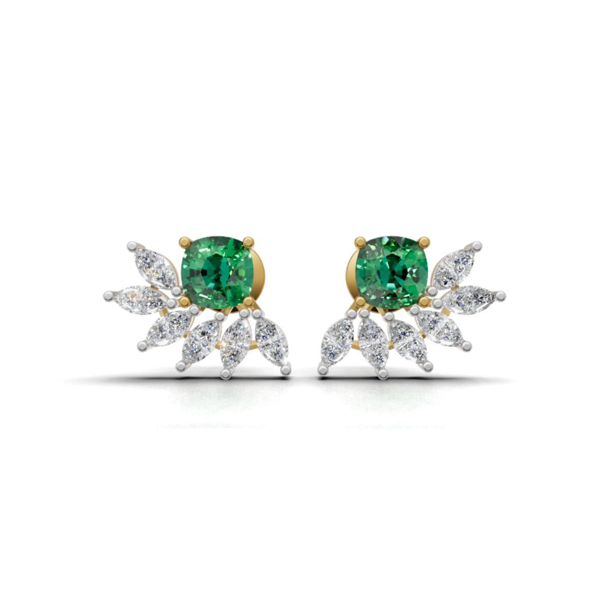 Avarta Gold Luxe Cushion Emerald Lab Diamond Earrings Main image