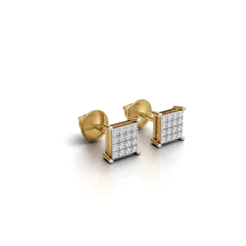 Gold Unisex Stud Earrings with Lab-Grown Diamonds – BIS Hallmarked, SGL Certified