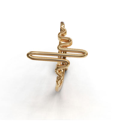 Avarta Sterling Silver Heart Beat Resizable Ring With Gold Polish