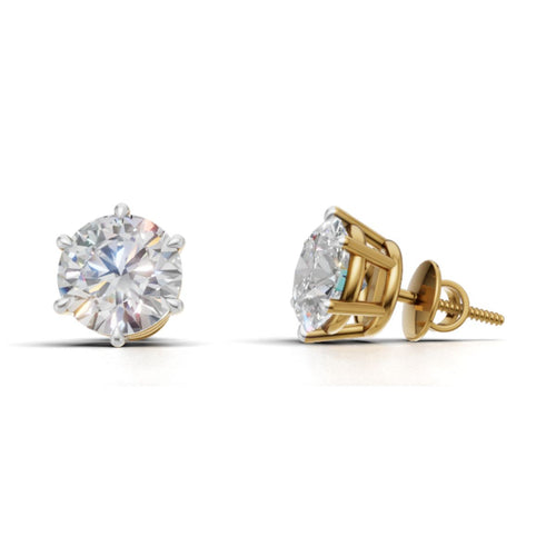 Avarta 18k Gold 2 Carat Each Moissanite Solitaire Studs Earring For Girls &amp; Women