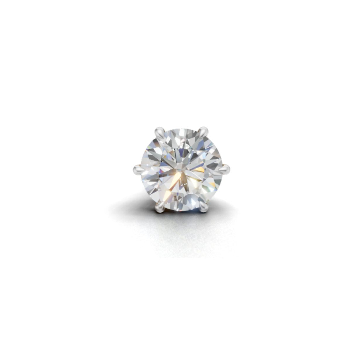 Avarta Jewellery 92.5 Sterling Silver 2 Carat Solitaire Unisex Stud Earring - Single Pcs