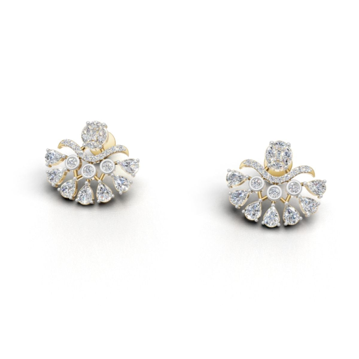 Avarta Gold Sparkle Petal Earrings With Moissanites