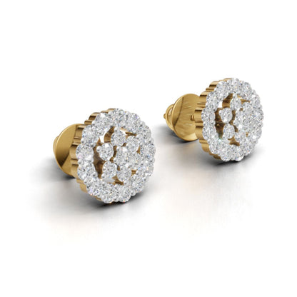 Avarta Gold HaloFlare Stud Earrings With Lab Diamonds