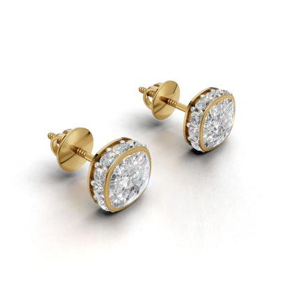 Avarta Latest Design Elegant Moissanite 1.50 Ct Cushion Halo Solitaire Studs