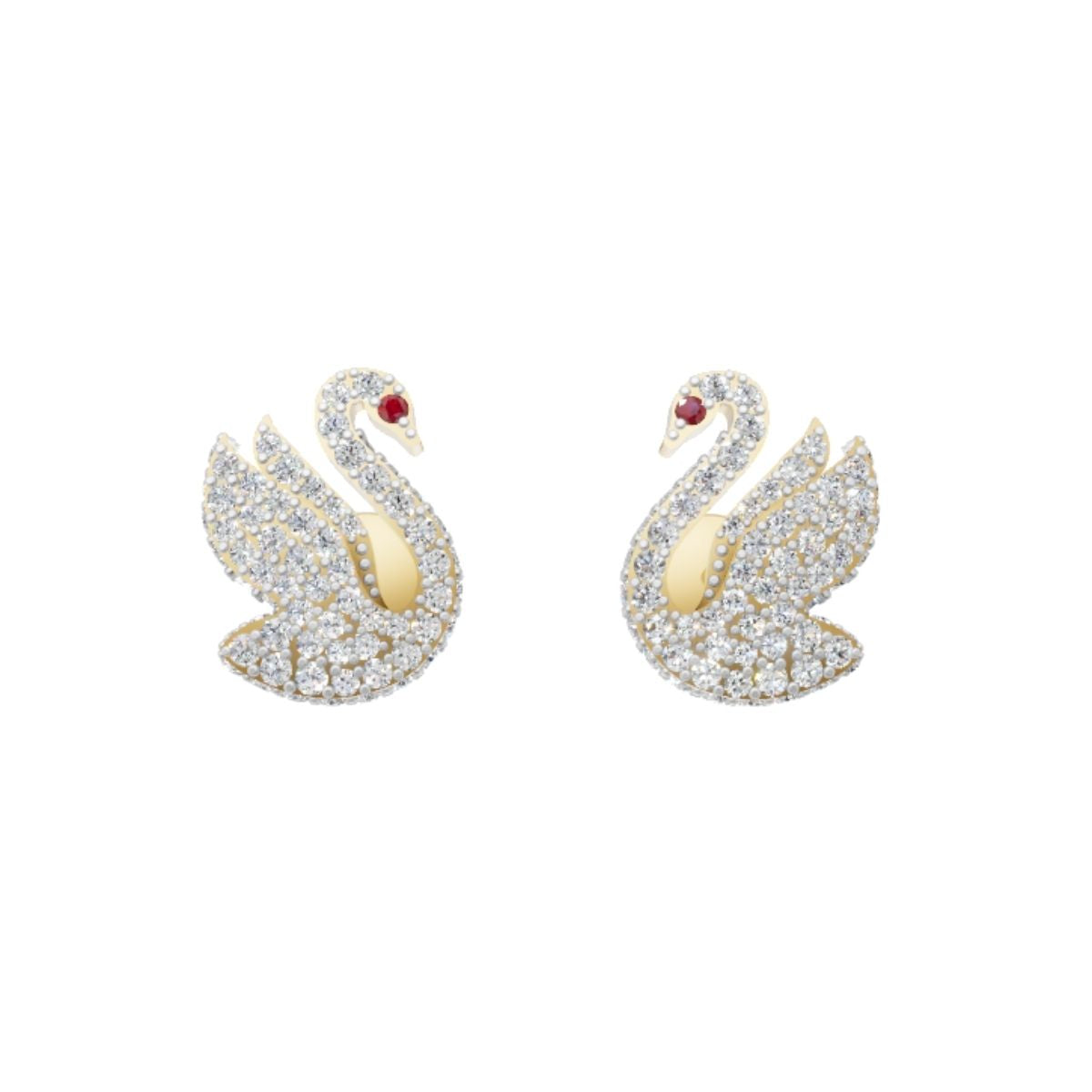 Avarta Jewellery Gold Swan Diamond Stud Earrings with Lab Diamonds Main image