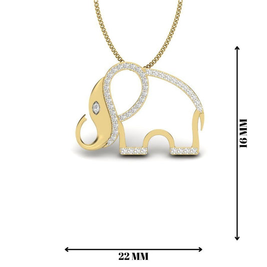 Avarta Jewellery Gold Elephant Lab Grown Diamond Pendant