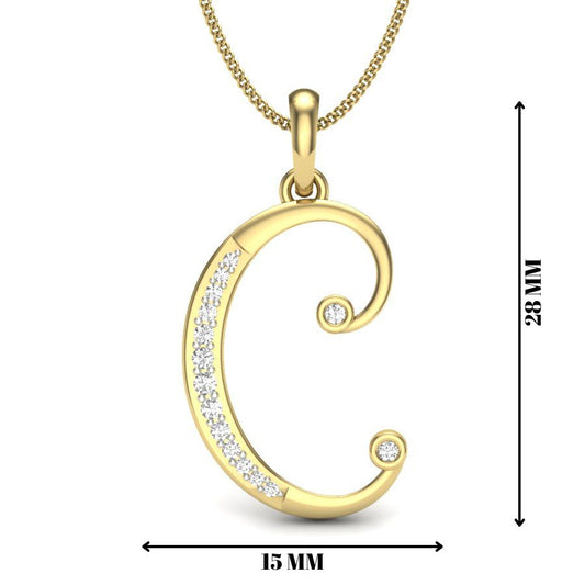 Forever Yours Initial “C” Pendant - 9K, 14K & 18K Gold Necklace with Lab Grown Diamonds, Certified by IGI/SGL, Unisex Alphabet Pendant