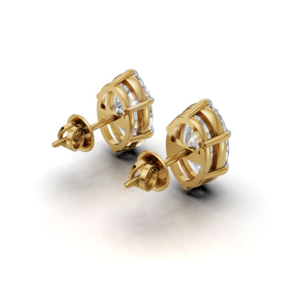 3 Carat Each Oval Solitaire Studs | 9K, 14K, 18K Gold