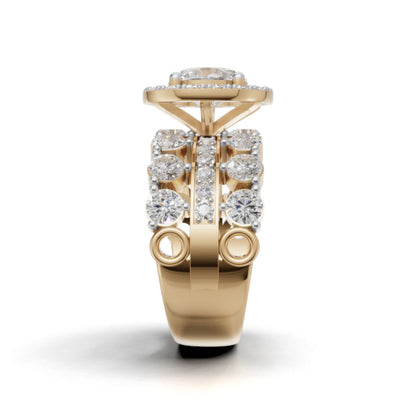 Avarta Gold 1.50 Ct Solitaire Lab Diamond Wedding Ring with 2.10 Ct Accent Diamonds – Elegant Bridal Ring