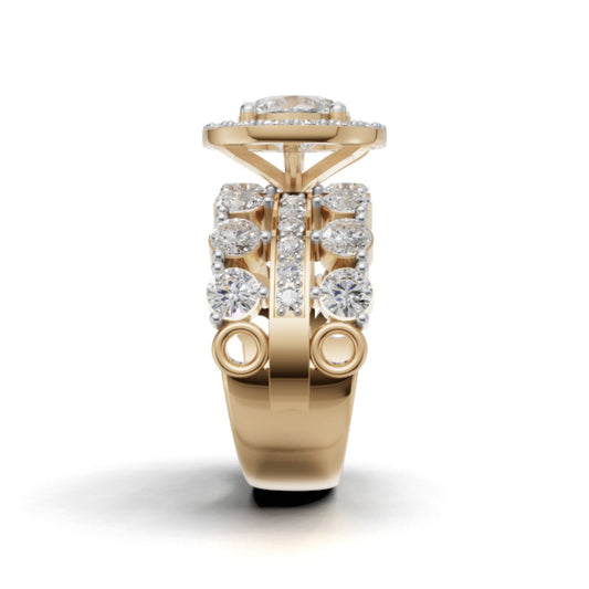 Avarta Gold 1.50 Ct Solitaire Lab Diamond Wedding Ring with 2.10 Ct Accent Diamonds – Elegant Bridal Ring