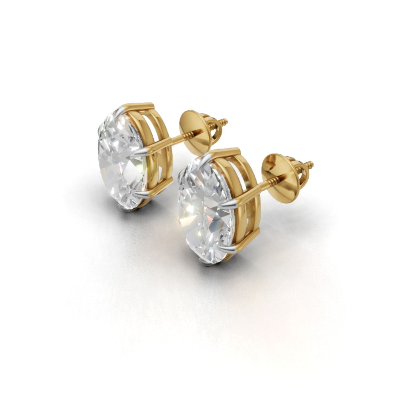 3 Carat Each Oval Solitaire Studs | 9K, 14K, 18K Gold