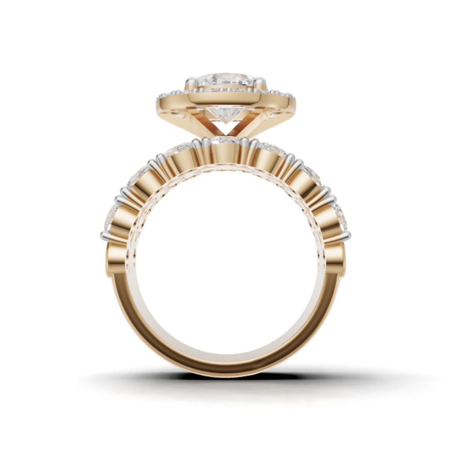 Avarta Gold 1.50 Ct Solitaire Lab Diamond Wedding Ring with 2.10 Ct Accent Diamonds – Elegant Bridal Ring