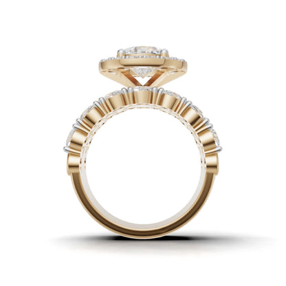 Avarta Gold 1.50 Ct Solitaire Lab Diamond Wedding Ring with 2.10 Ct Accent Diamonds – Elegant Bridal Ring