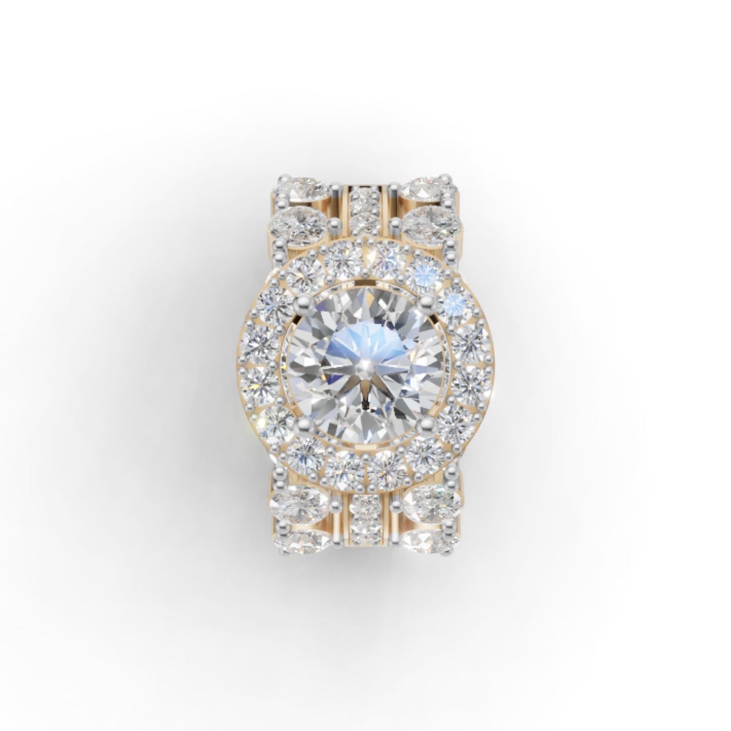 Avarta Gold 1.50 Ct Solitaire Lab Diamond Wedding Ring with 2.10 Ct Accent Diamonds – Elegant Bridal Ring