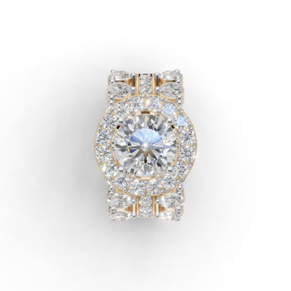 Avarta Gold 1.50 Ct Solitaire Lab Diamond Wedding Ring with 2.10 Ct Accent Diamonds – Elegant Bridal Ring