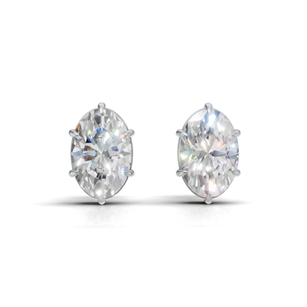 3 Carat Each Oval Solitaire Studs | 9K, 14K, 18K Gold