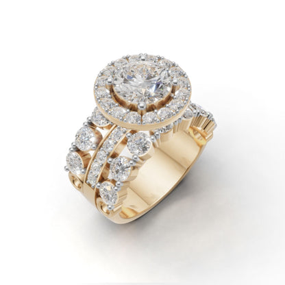 Avarta Gold 1.50 Ct Solitaire Lab Diamond Wedding Ring with 2.10 Ct Accent Diamonds – Elegant Bridal Ring