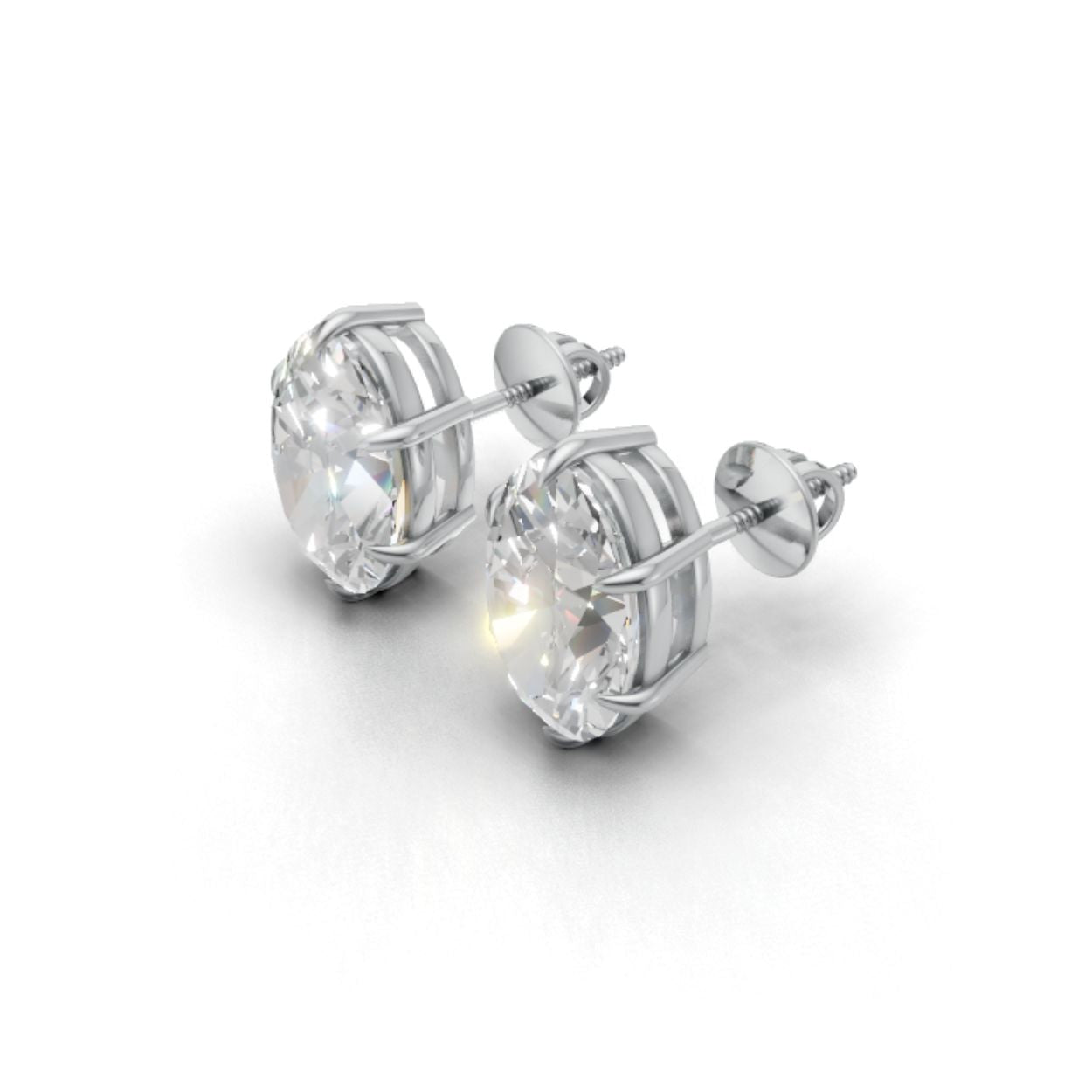 3 Carat Each Oval Solitaire Studs | 9K, 14K, 18K Gold