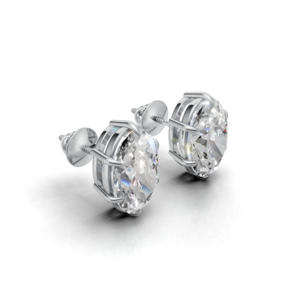 3 Carat Each Oval Solitaire Studs | 9K, 14K, 18K Gold