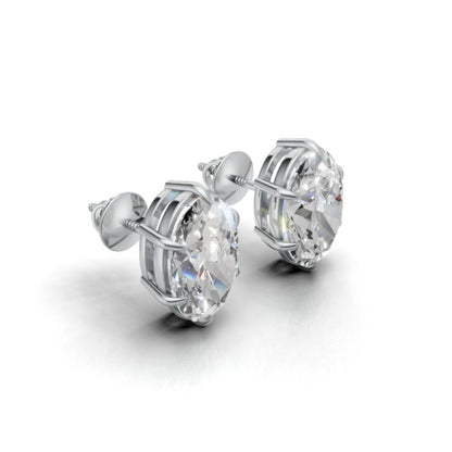 3 Carat Each Oval Solitaire Studs | 9K, 14K, 18K Gold