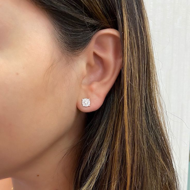 Avarta Gold 1 Carat Each Lab Grown Diamond Solitaire Stud Earrings