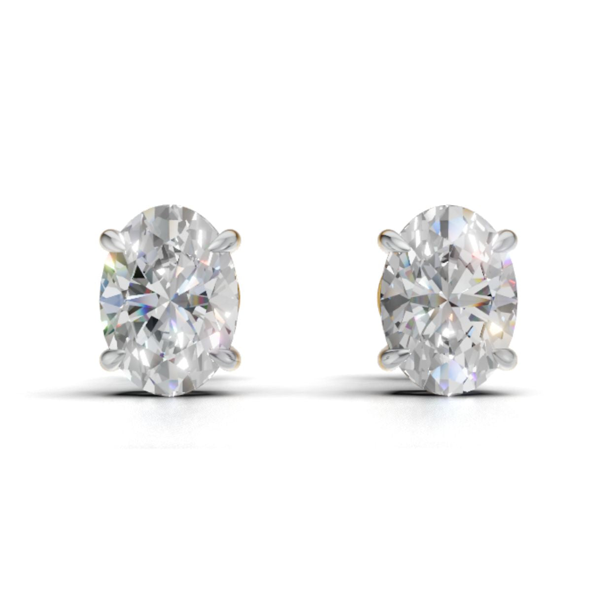 1.75 Carat Each Oval Lab Diamond Solitaires | 9K, 14K, 18K